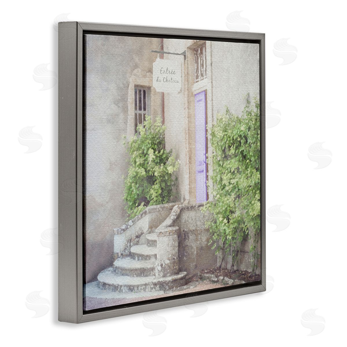 LSR Design Studio French Shop View Gray Floating Frame Canvas Wall Art Print