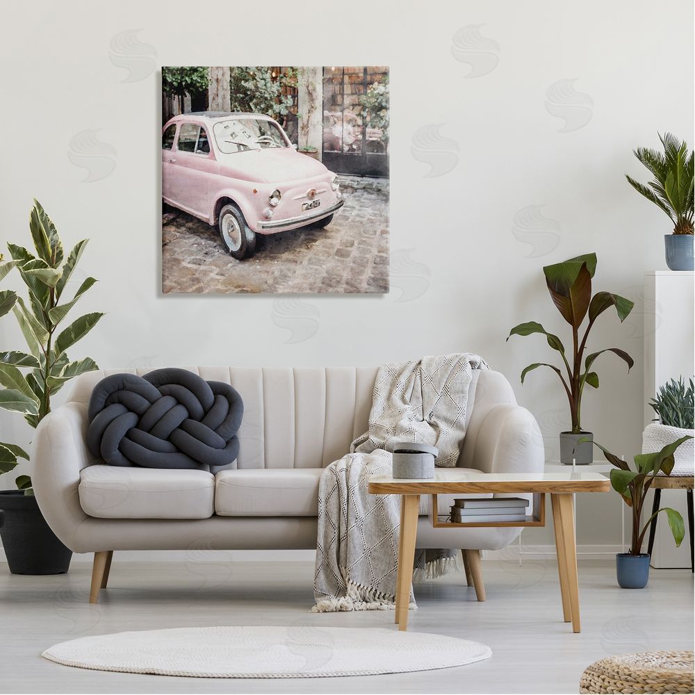 LSR Design Studio Pink Buggy in France Canvas Wall Art in Room