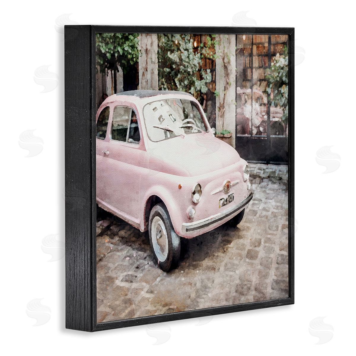 LSR Design Studio Pink Buggy in France Black Framed Glicee Wall Art Print