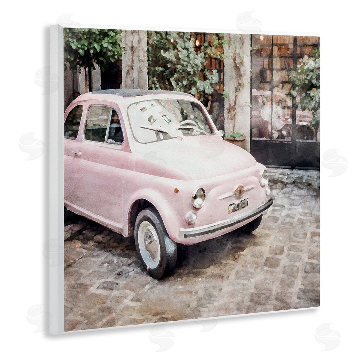 LSR Design Studio Pink Buggy in France Wooden Wall Plaque Art Print