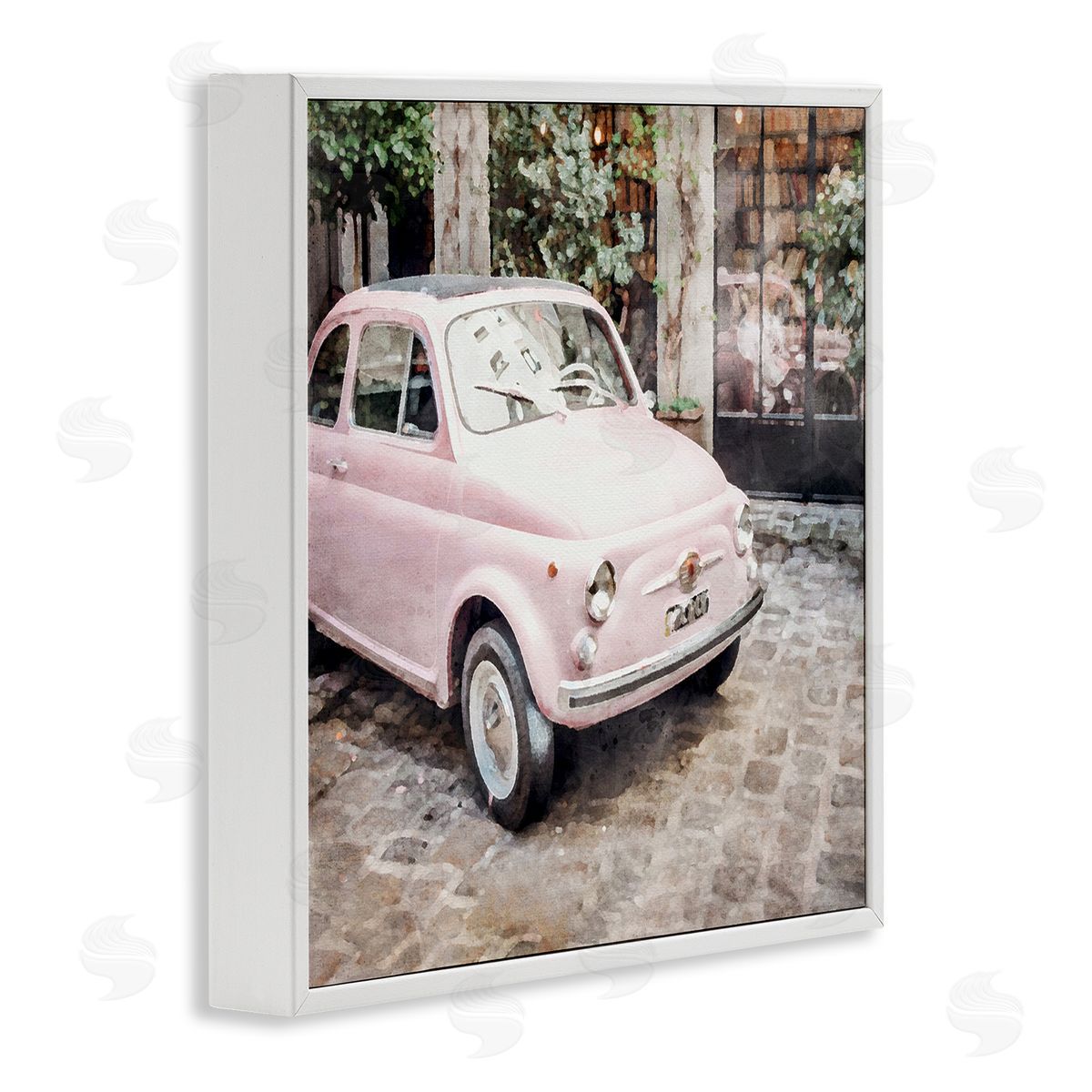 LSR Design Studio Pink Buggy in France White Framed Glicee Wall Art Print