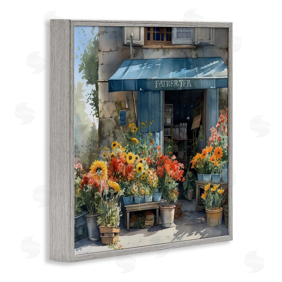 LSR Design Studio Village Flower Shop Gray Framed Glicee Wall Art Print