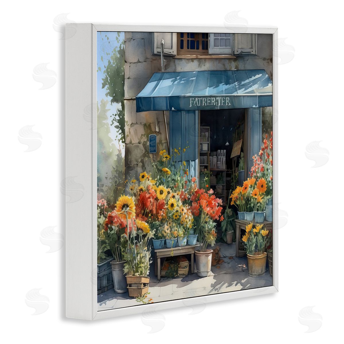 LSR Design Studio Village Flower Shop White Framed Glicee Wall Art Print
