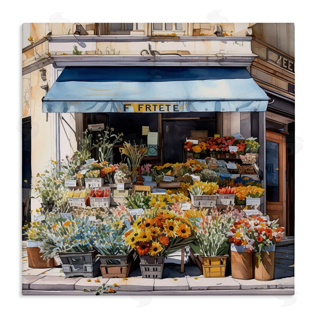 LSR Design Studio Urban Flower Shop Stretched Canvas Wall Art Print