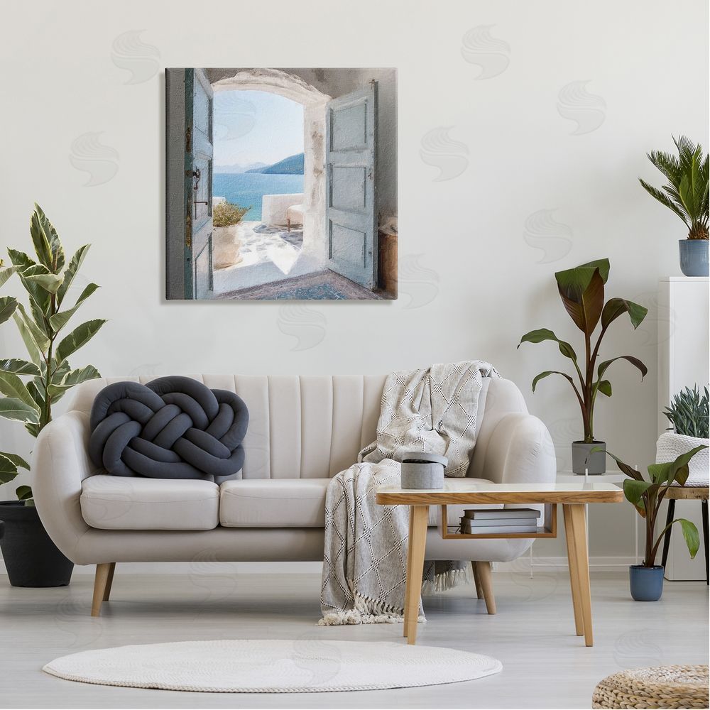 LSR Design Studio Coastal Greek Villa Canvas Wall Art in Room