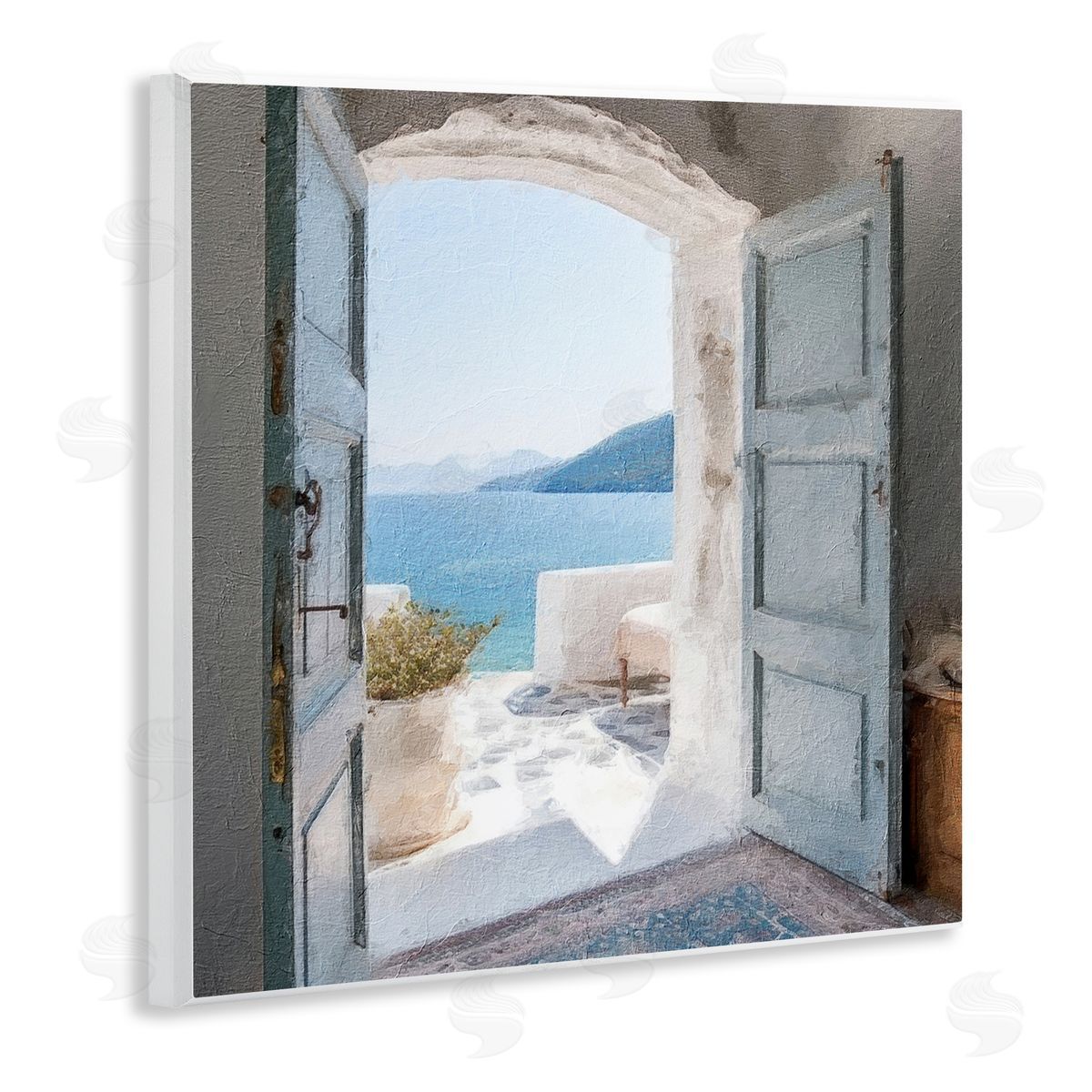 LSR Design Studio Coastal Greek Villa Wooden Wall Plaque Art Print