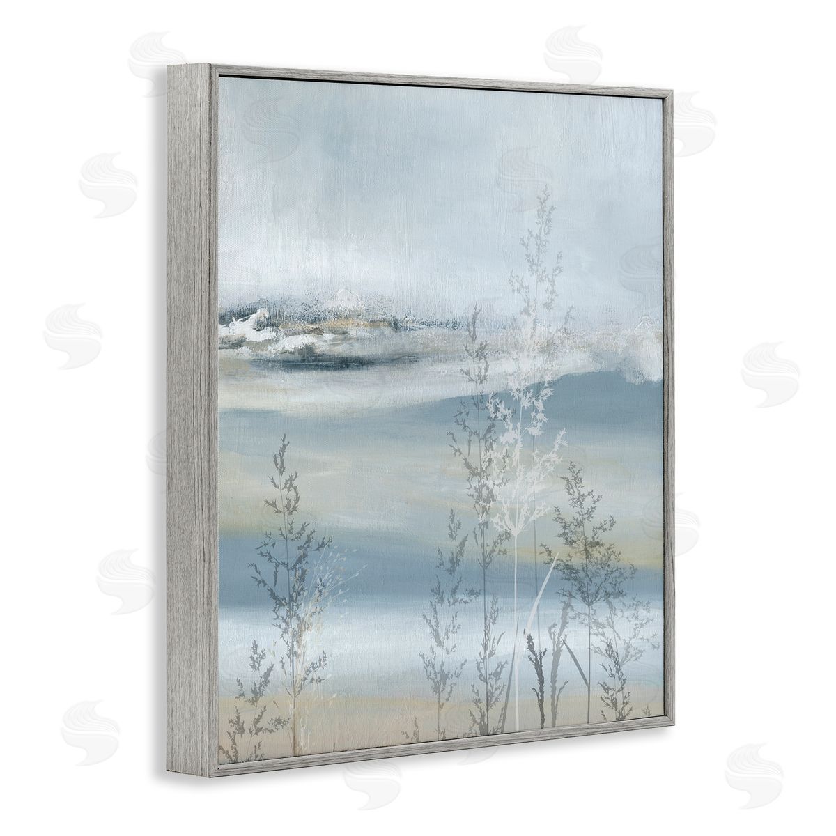 Carol Robinson Abstract Blue Landscape Gray Framed Giclee Wall Artside_