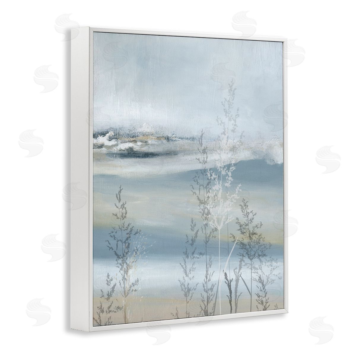 Carol Robinson Abstract Blue Landscape White Framed Giclee Wall Artside_