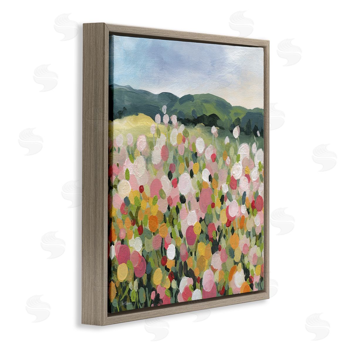 Carol Robinson Meadow Landscape Painting Brown Floater Frame Canvas Artside_