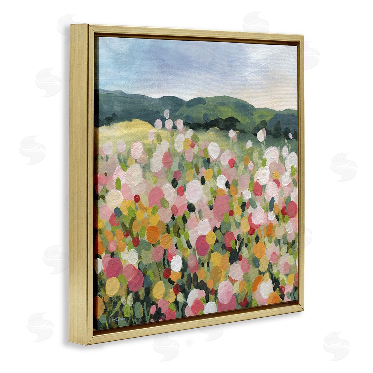 Carol Robinson Meadow Landscape Painting Gold Floater Frame Canvas Artside_