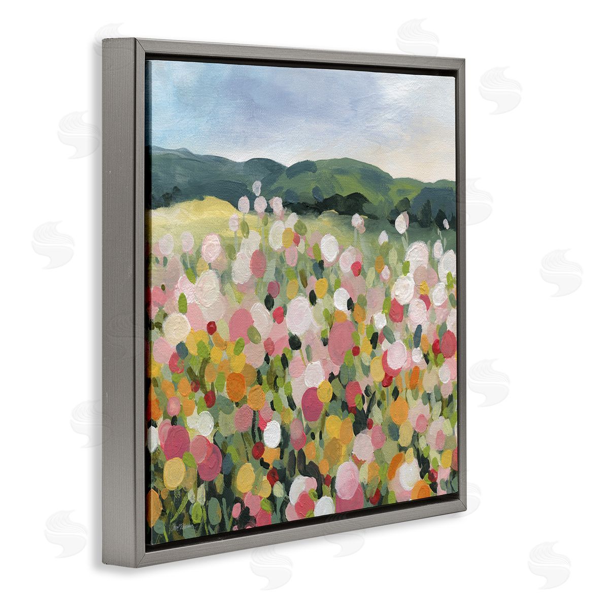 Carol Robinson Meadow Landscape Painting Gray Floater Frame Canvas Artside_