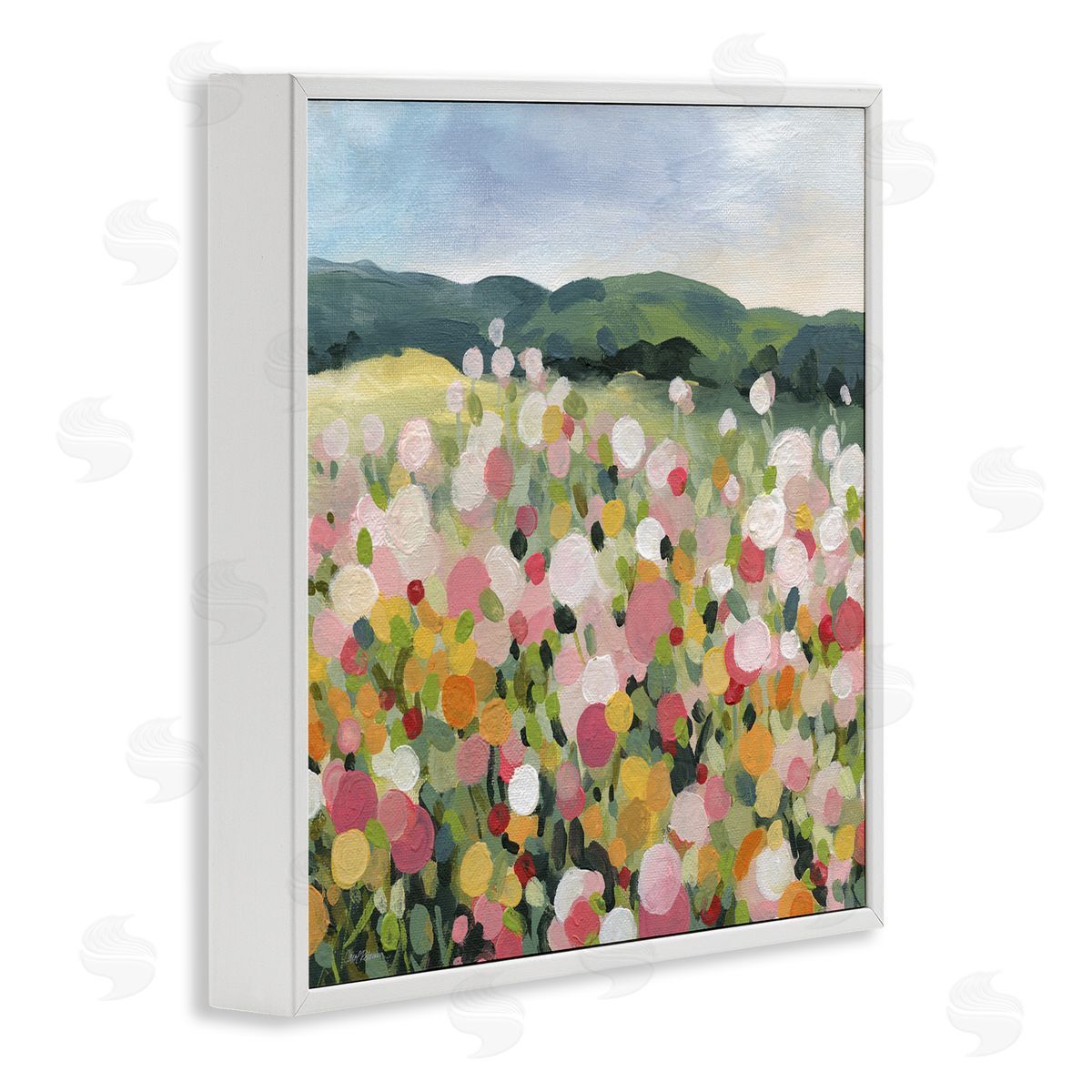 Carol Robinson Meadow Landscape Painting White Framed Giclee Wall Artside_