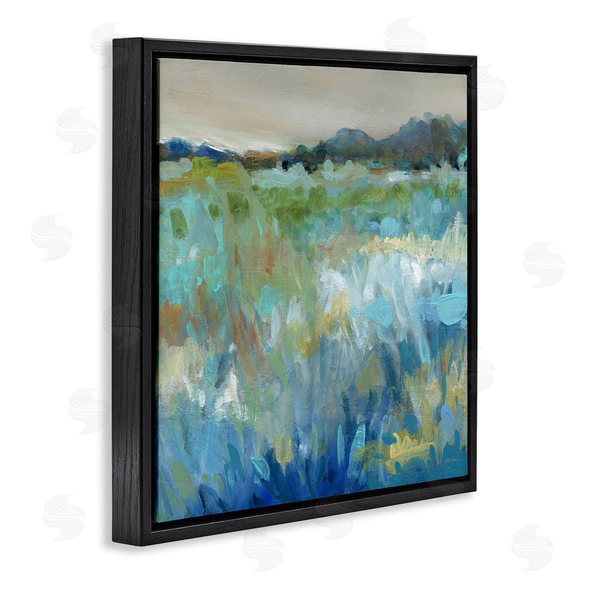 Carol Robinson Abstract Blue Meadow Black Floater Frame Canvas Artside_