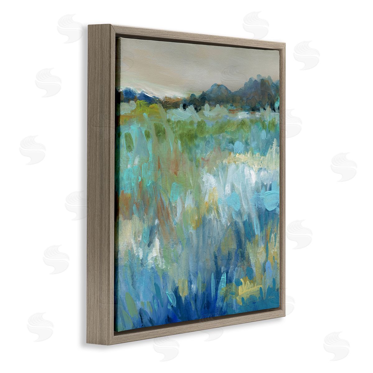 Carol Robinson Abstract Blue Meadow Brown Floater Frame Canvas Artside_