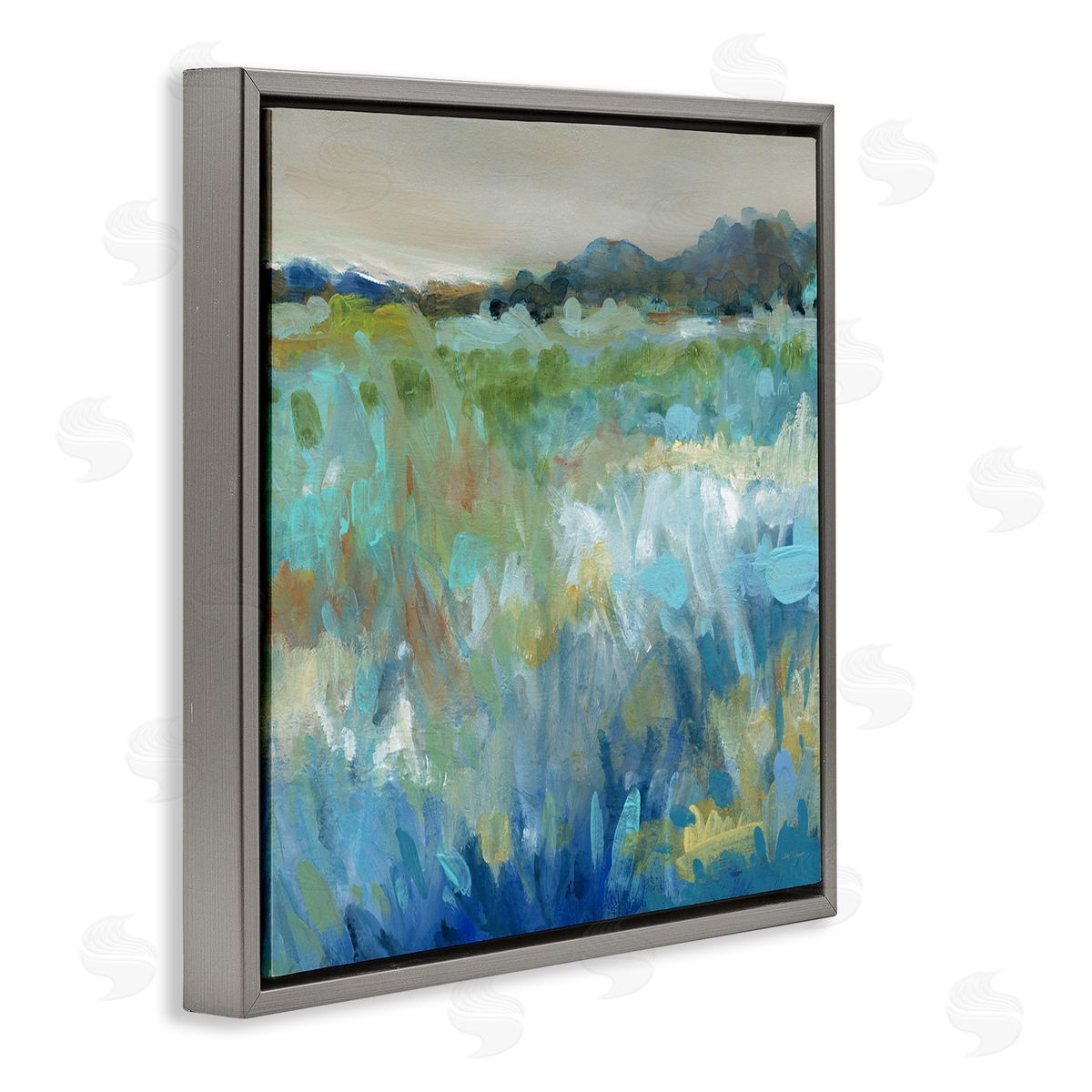Carol Robinson Abstract Blue Meadow Gray Floater Frame Canvas Artside_