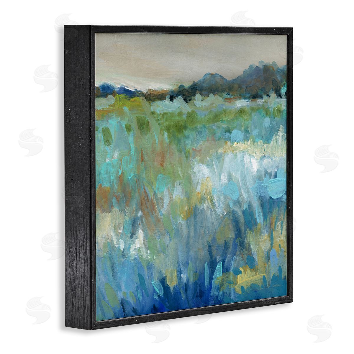 Carol Robinson Abstract Blue Meadow Black Framed Giclee Wall Artside_