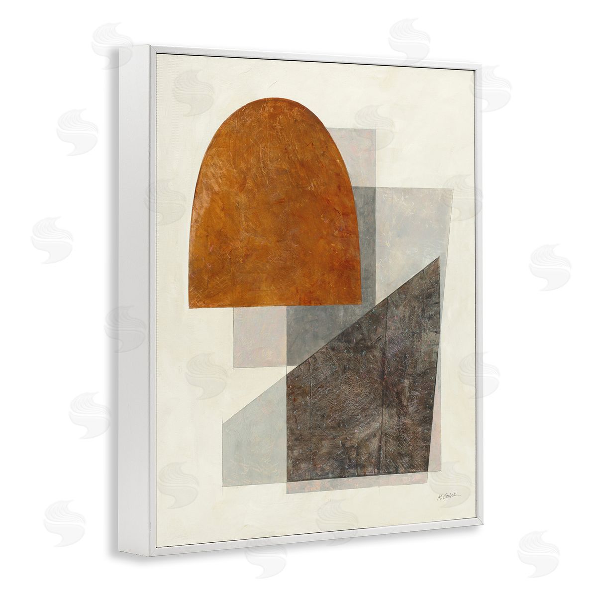 Mike Schick Earthy Geometric Shapes White Framed Giclee Wall Artside_