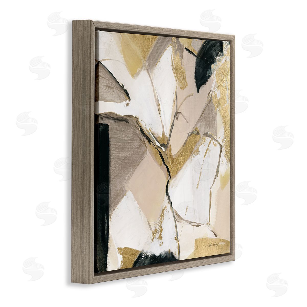 Stella Chang Glam & Beige Abstraction Brown Floater Frame Canvas Artside_