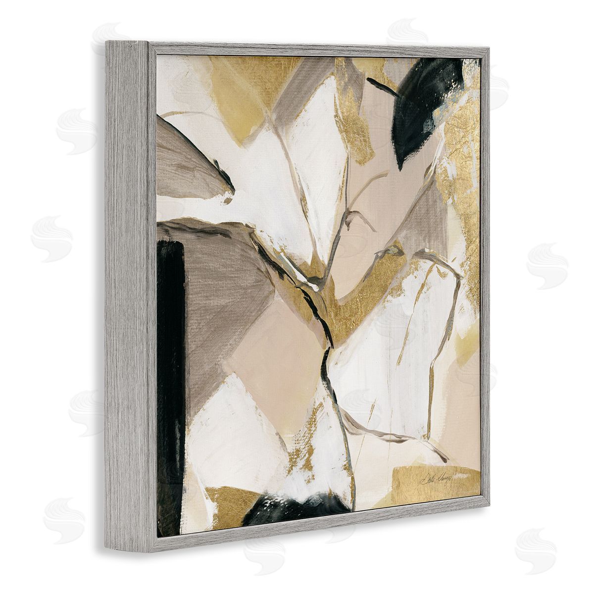 Stella Chang Glam & Beige Abstraction Gray Framed Giclee Wall Artside_