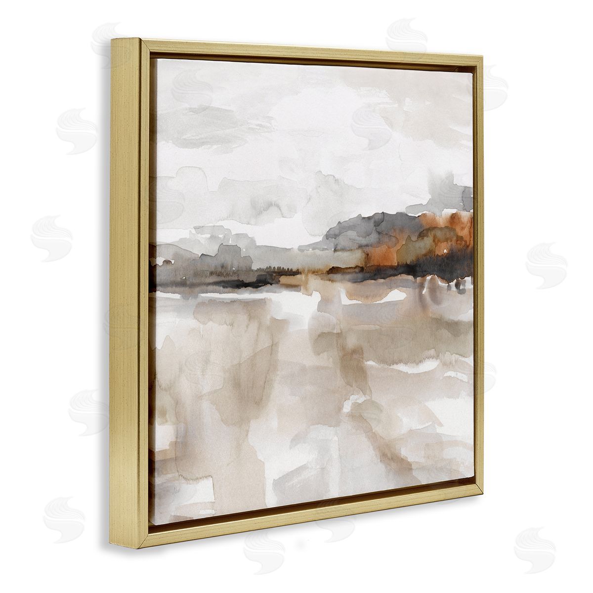 Nan Abstract Muted Landscape Gold Floater Frame Canvas Artside_
