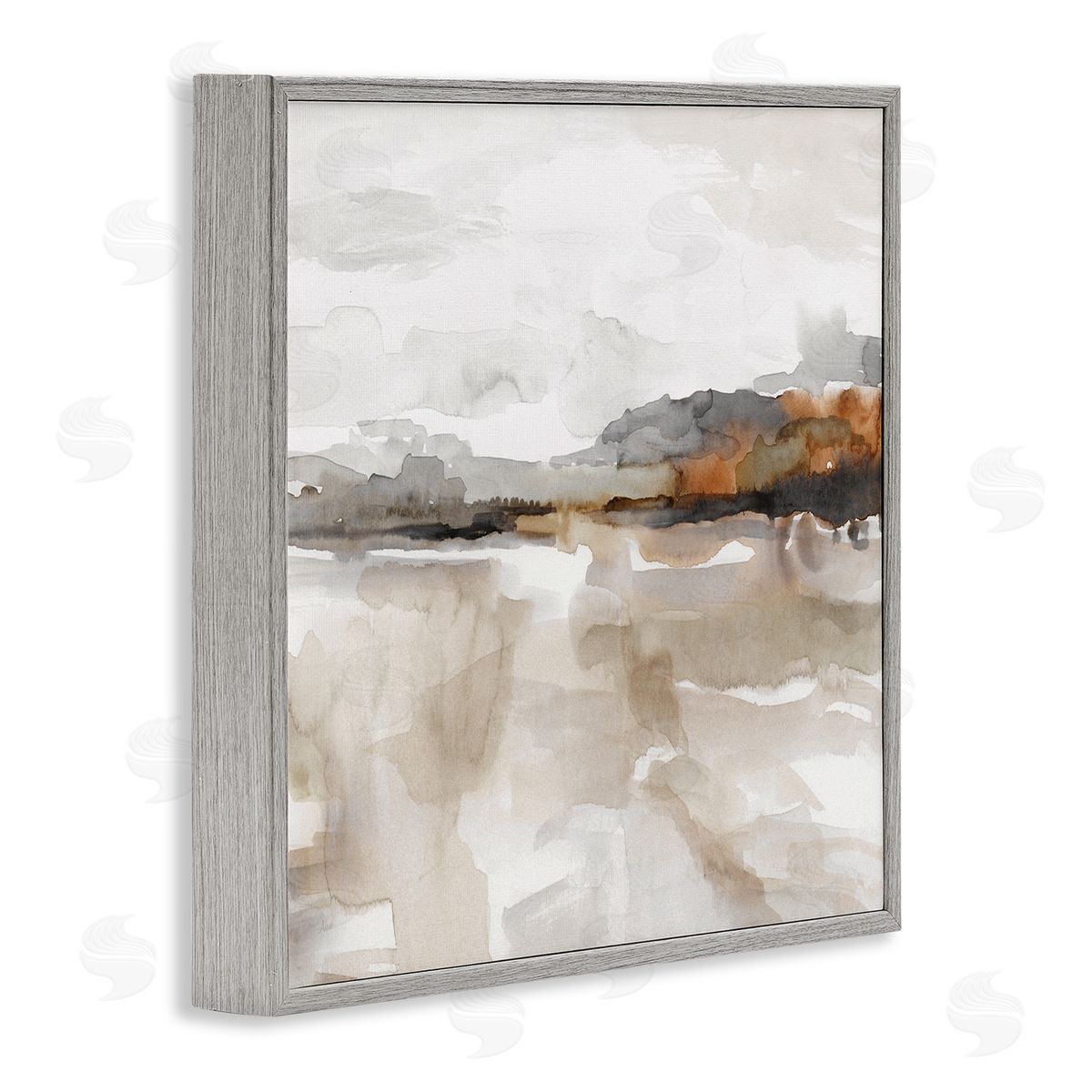 Nan Abstract Muted Landscape Gray Framed Giclee Wall Artside_