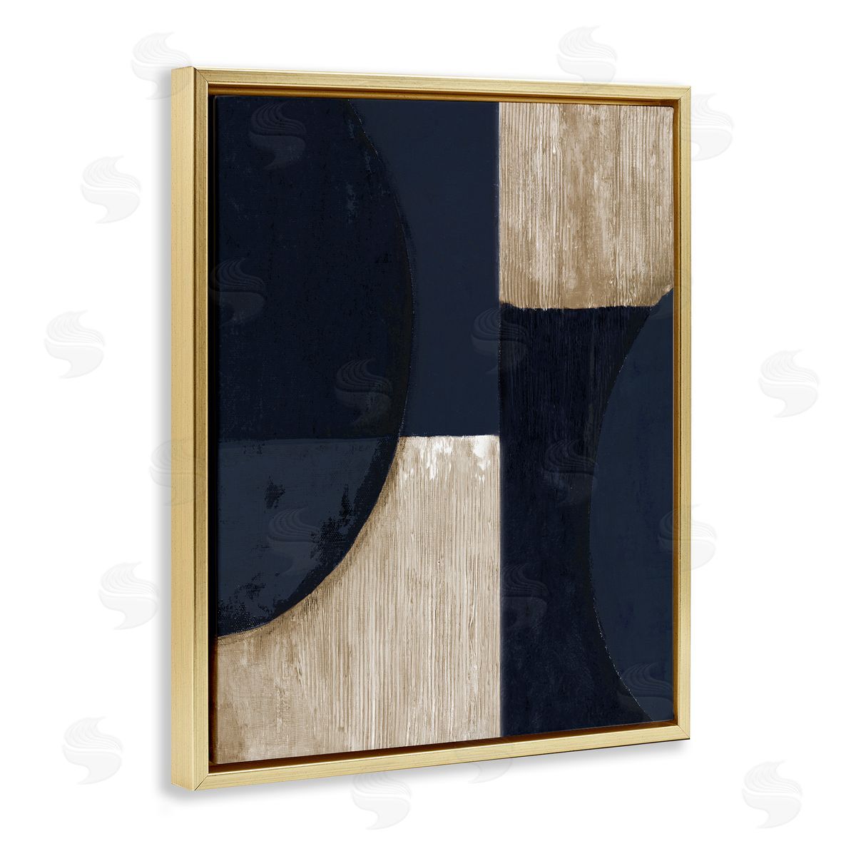 Tava Studios Contemporary Dark Shapes Gold Floater Frame Canvas Artside_