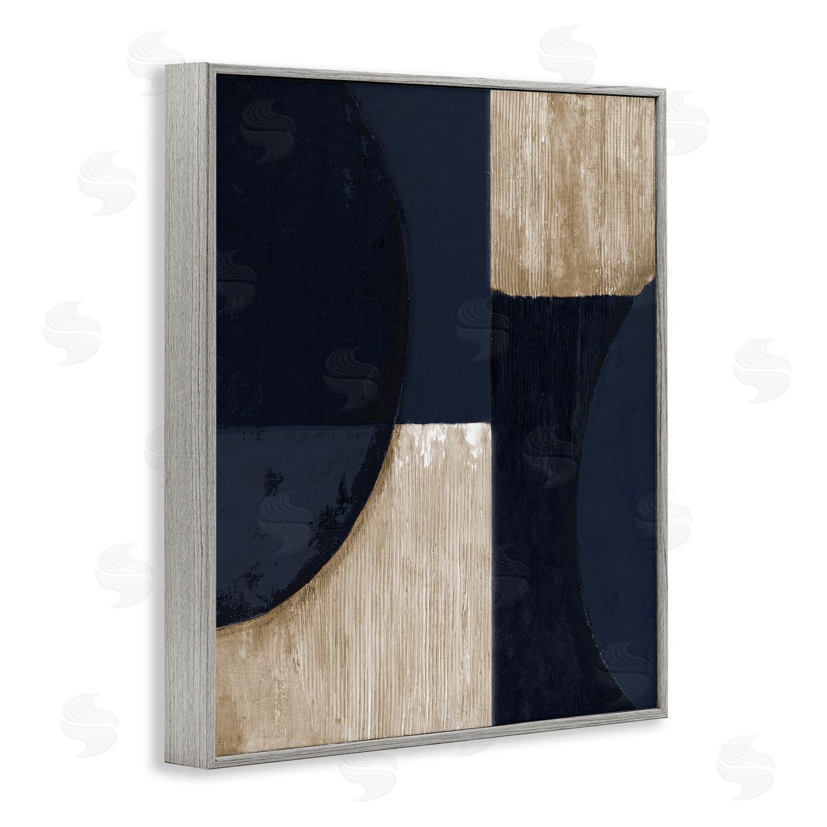 Tava Studios Contemporary Dark Shapes Gray Framed Giclee Wall Artside_
