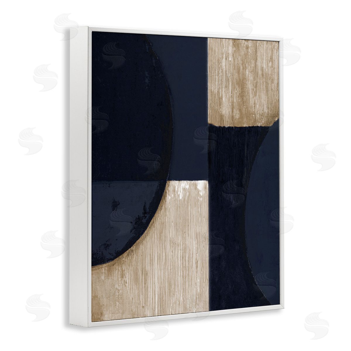 Tava Studios Contemporary Dark Shapes White Framed Giclee Wall Artside_