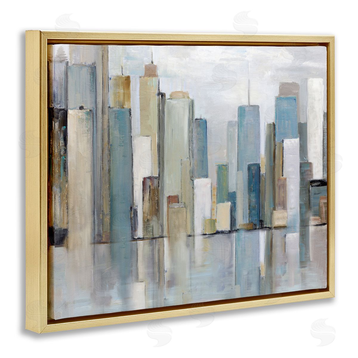 Sally Swatland Abstract Cityscape Buildings Gold Floater Frame Canvas Artside_
