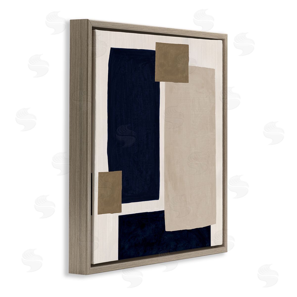 Tava Studios Tan Overlapping Squares Brown Floater Frame Canvas Artside_