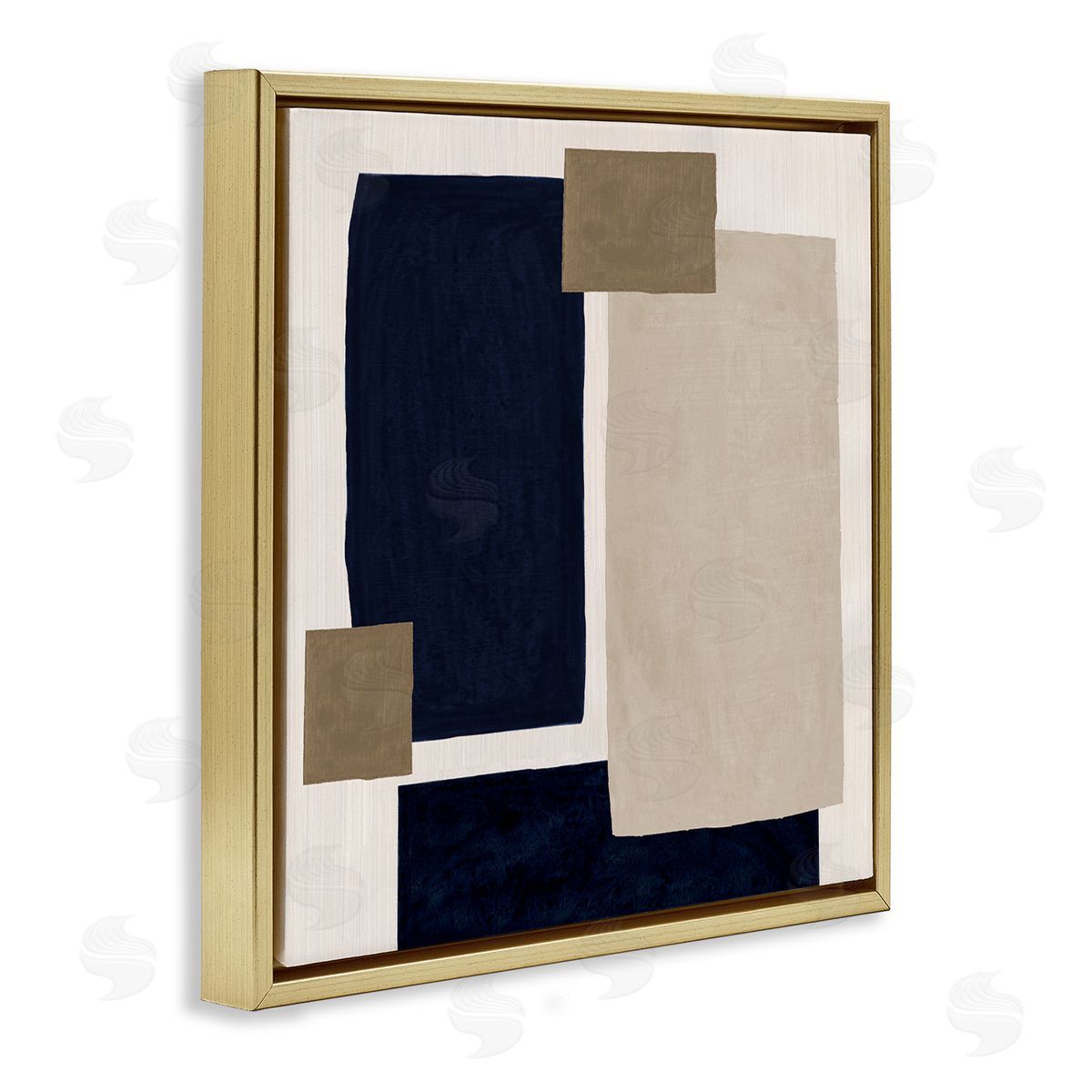 Tava Studios Tan Overlapping Squares Gold Floater Frame Canvas Artside_