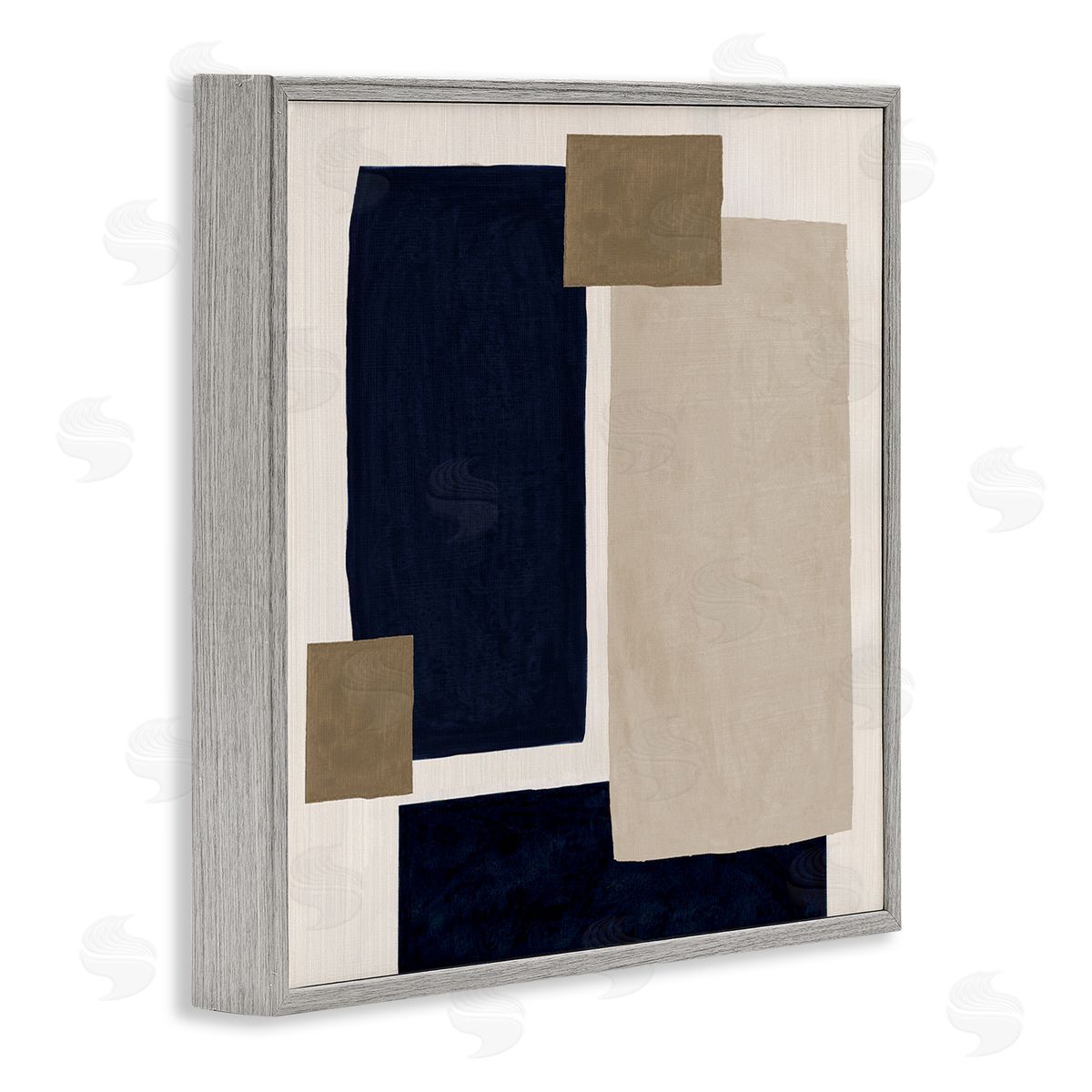 Tava Studios Tan Overlapping Squares Gray Framed Giclee Wall Artside_