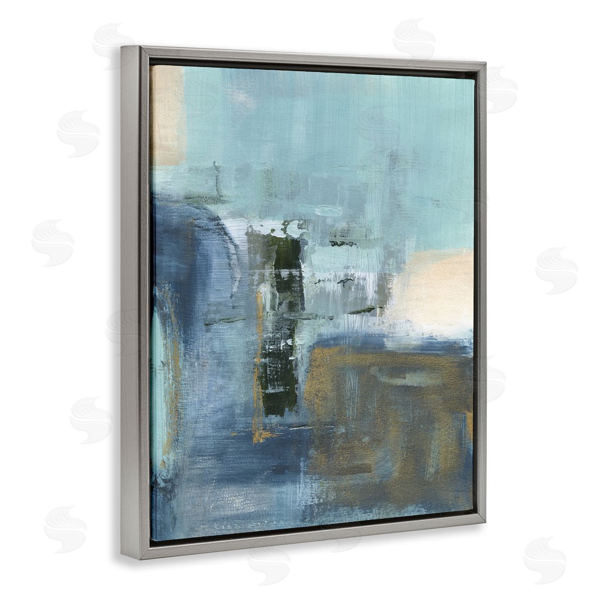 Susan Jill Blue Abstract Painting Gray Floater Frame Canvas Artside_
