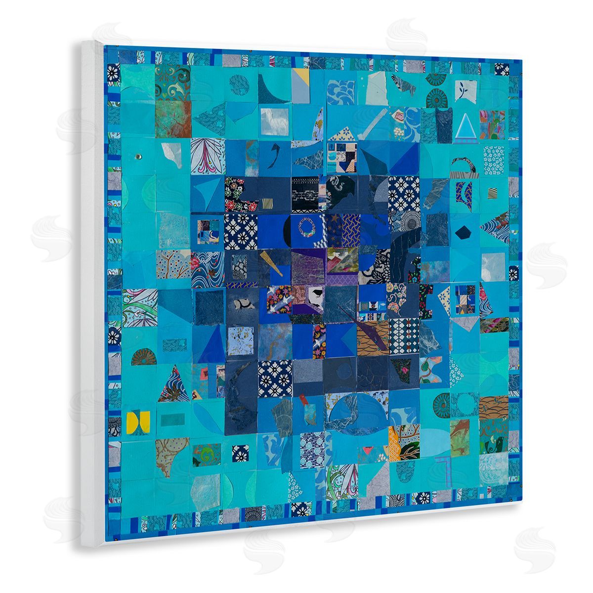 Pamela Fingado Blue Geometric Collage Wall Plaque Artside_