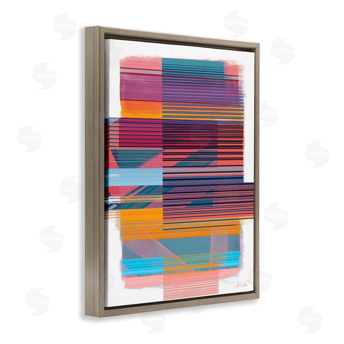 Ishita Banerjee Contemporary Lines Abstract Brown Floater Frame Canvas Artside_