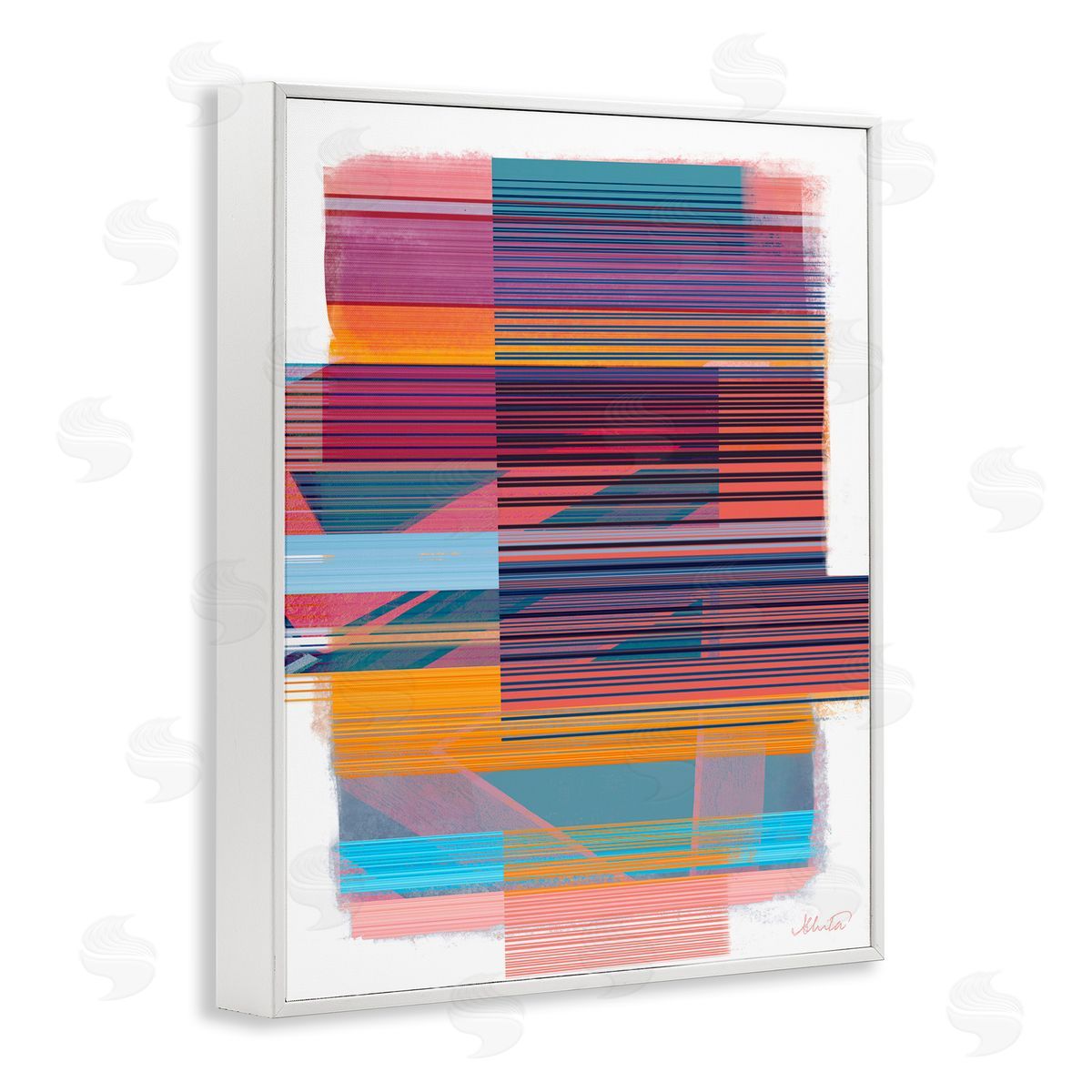 Ishita Banerjee Contemporary Lines Abstract White Framed Giclee Wall Artside_