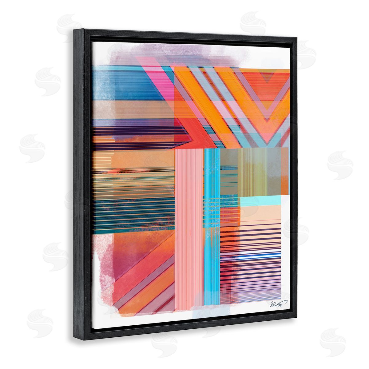 Ishita Banerjee Modern Overlapping Patterns Black Floater Frame Canvas Artside_
