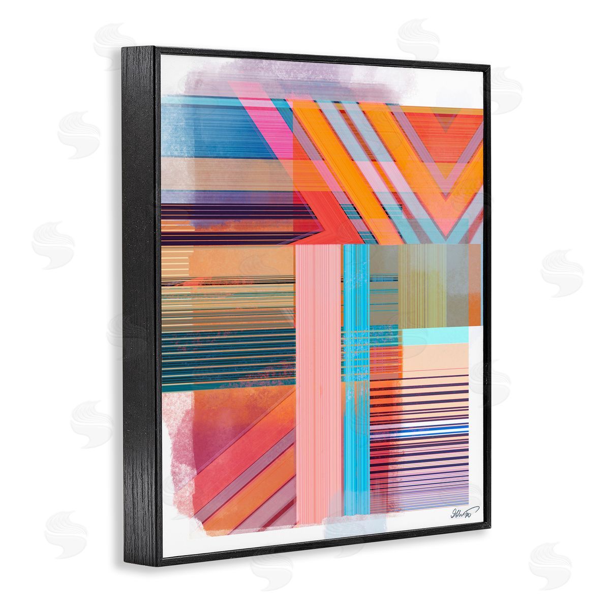 Ishita Banerjee Modern Overlapping Patterns Black Framed Giclee Wall Artside_