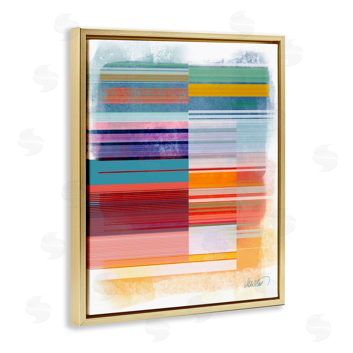 Ishita Banerjee Patterned Rainbow Abstract Gold Floater Frame Canvas Artside_