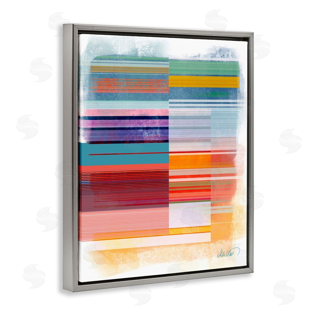 Ishita Banerjee Patterned Rainbow Abstract Gray Floater Frame Canvas Artside_