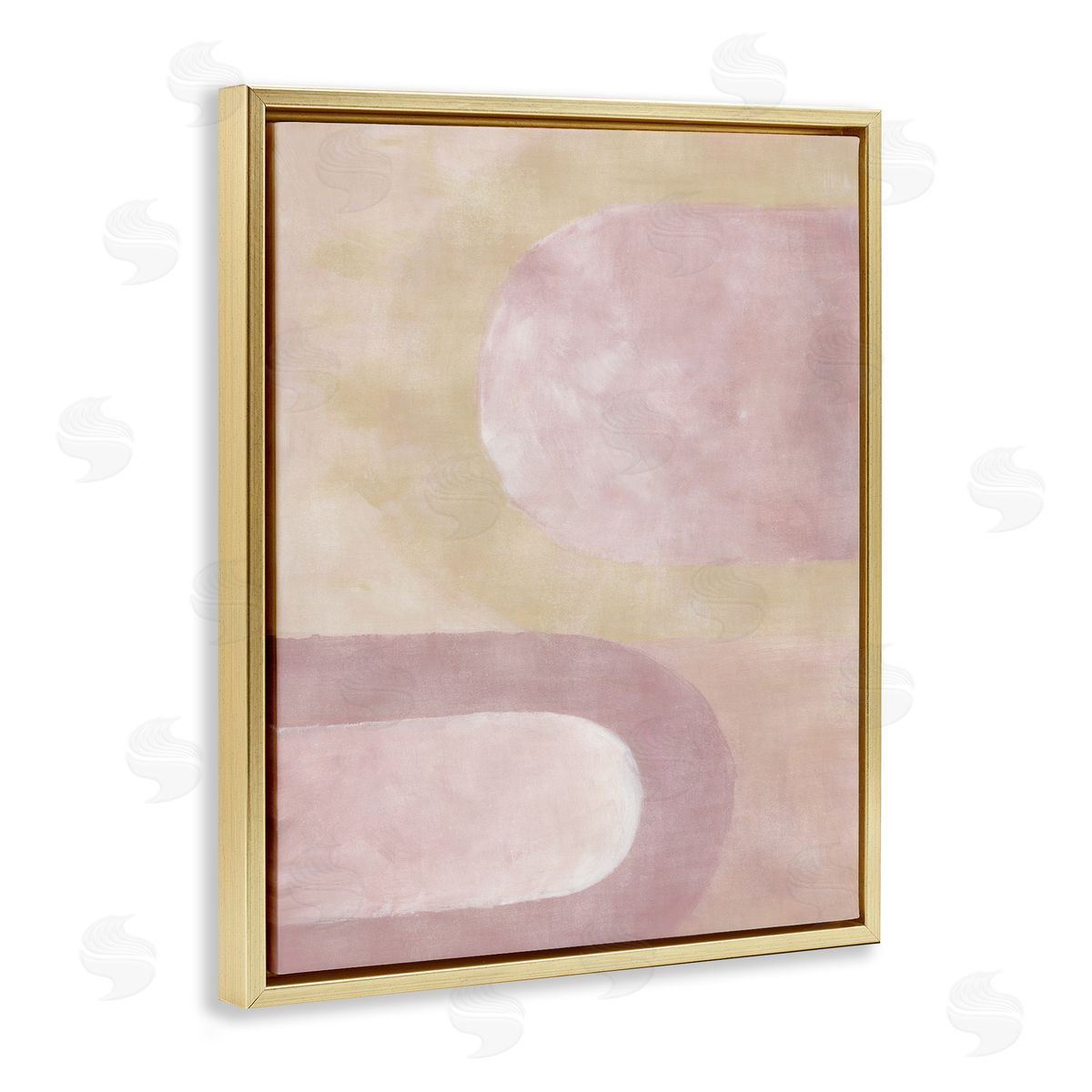 BlursByAI Muted Pink Arches Gold Floater Frame Canvas Artside_