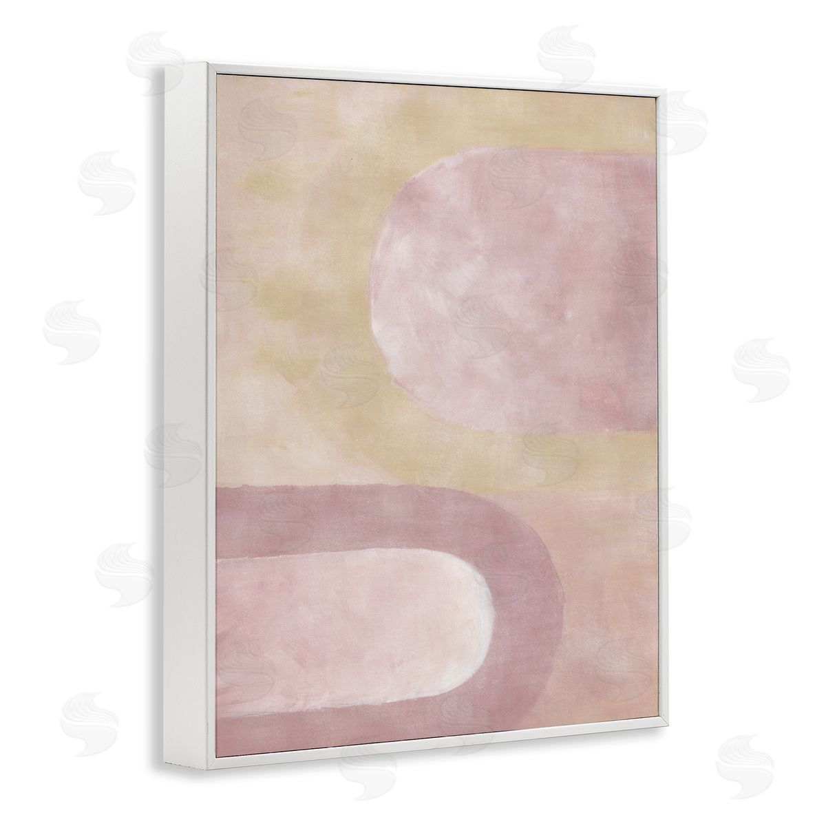 BlursByAI Muted Pink Arches White Framed Giclee Wall Artside_