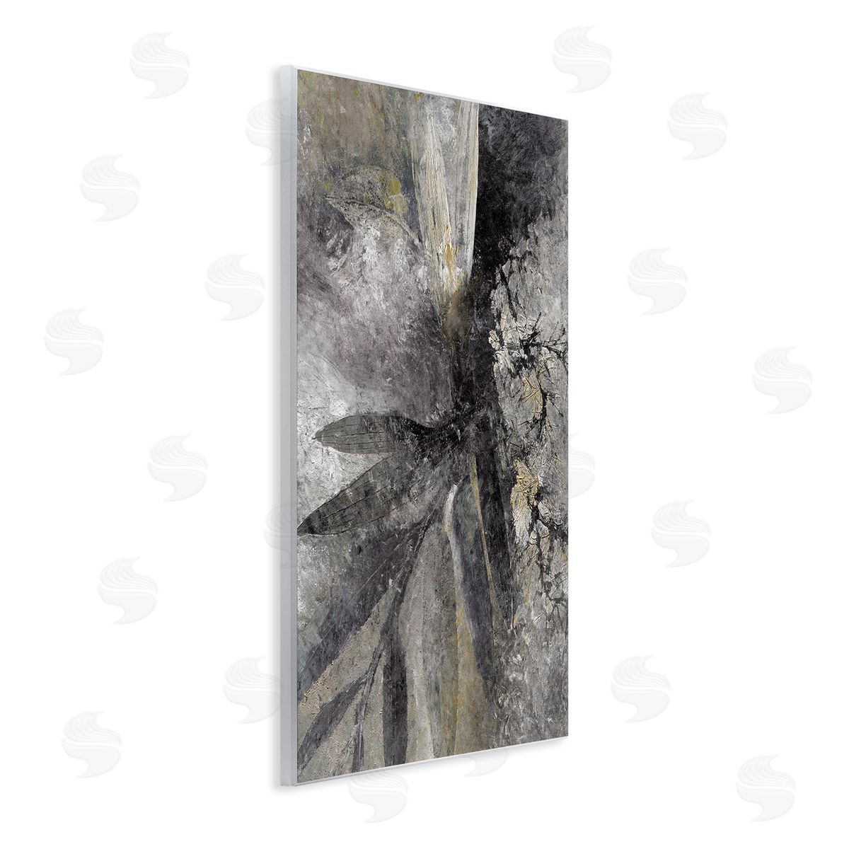 BlursByAI Grey Abstract Botanical Wall Plaque Artside_