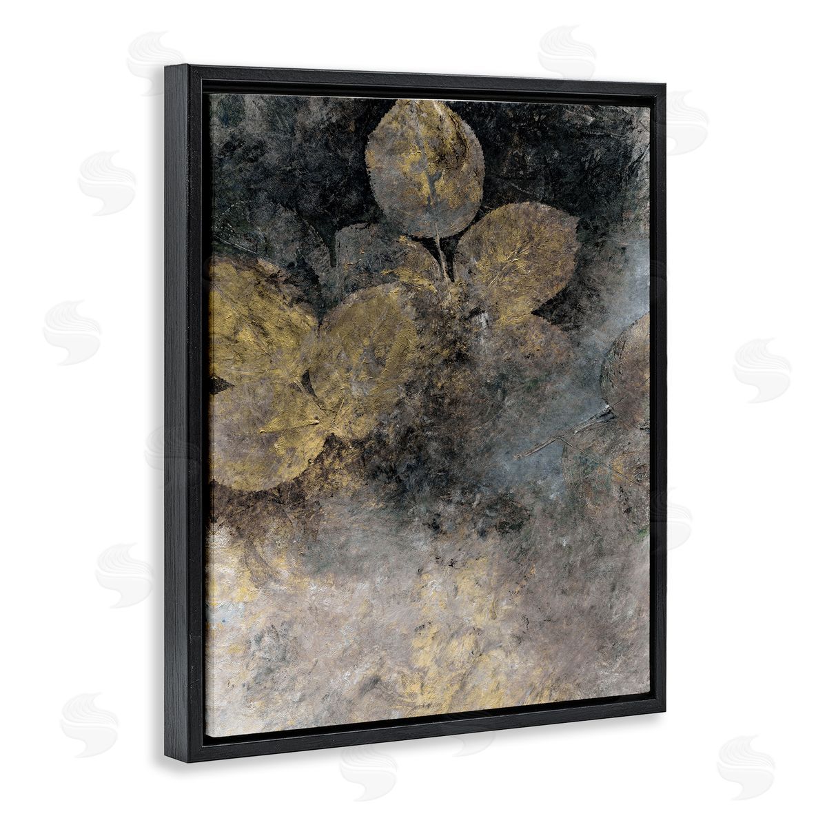 BlursByAI Abstract Forest Leaves Black Floater Frame Canvas Artside_