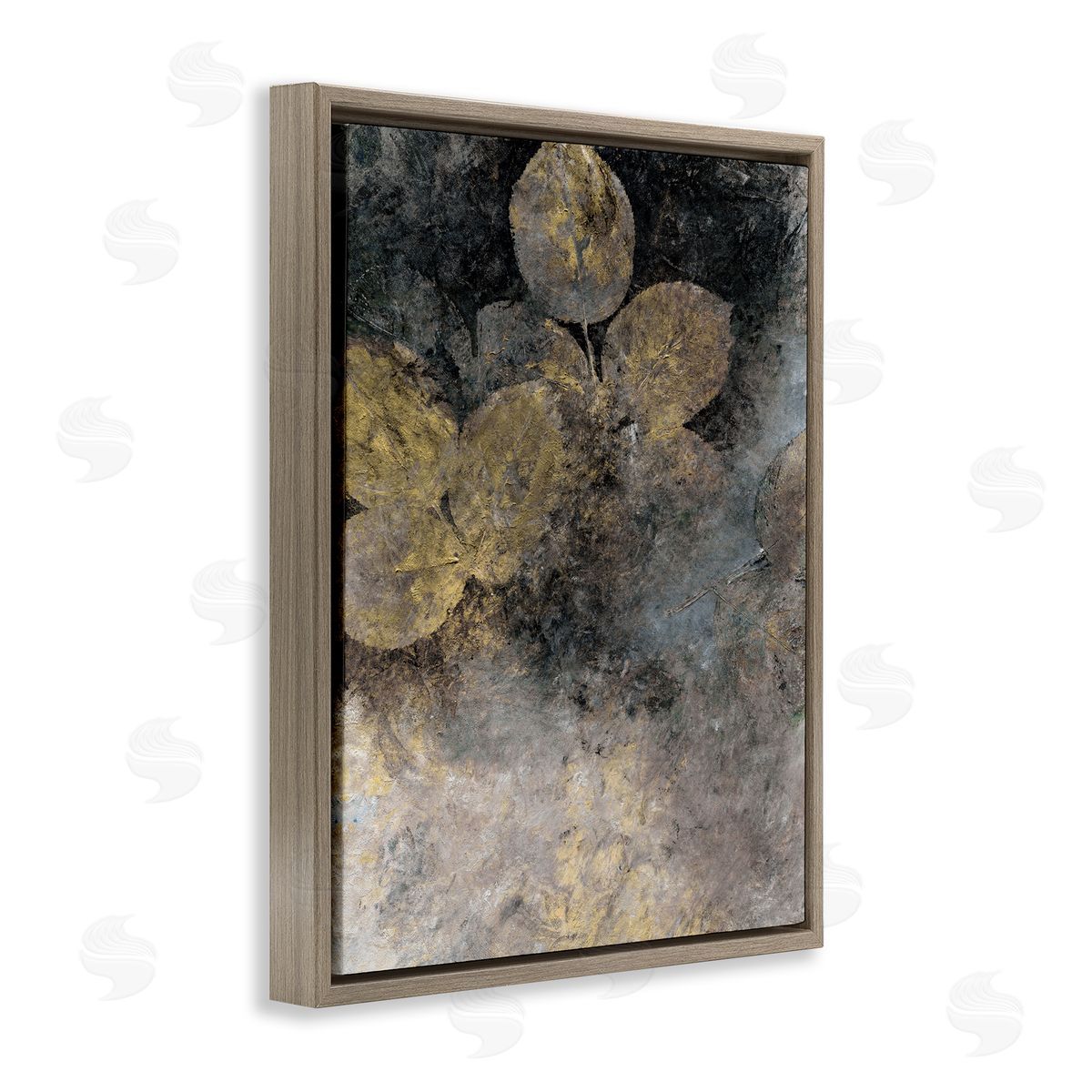 BlursByAI Abstract Forest Leaves Brown Floater Frame Canvas Artside_