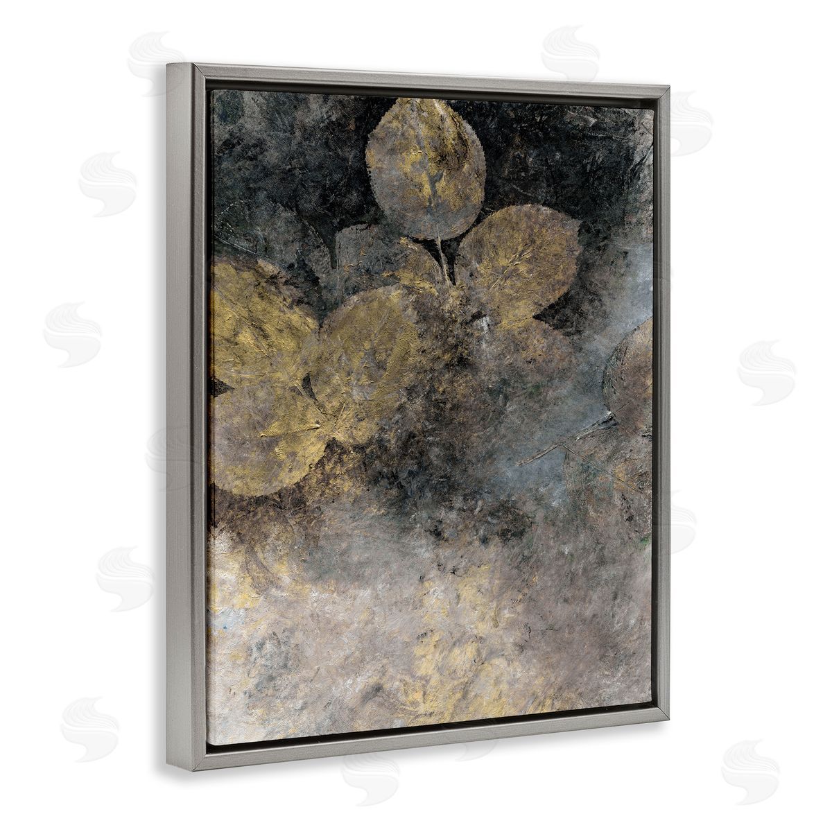 BlursByAI Abstract Forest Leaves Gray Floater Frame Canvas Artside_
