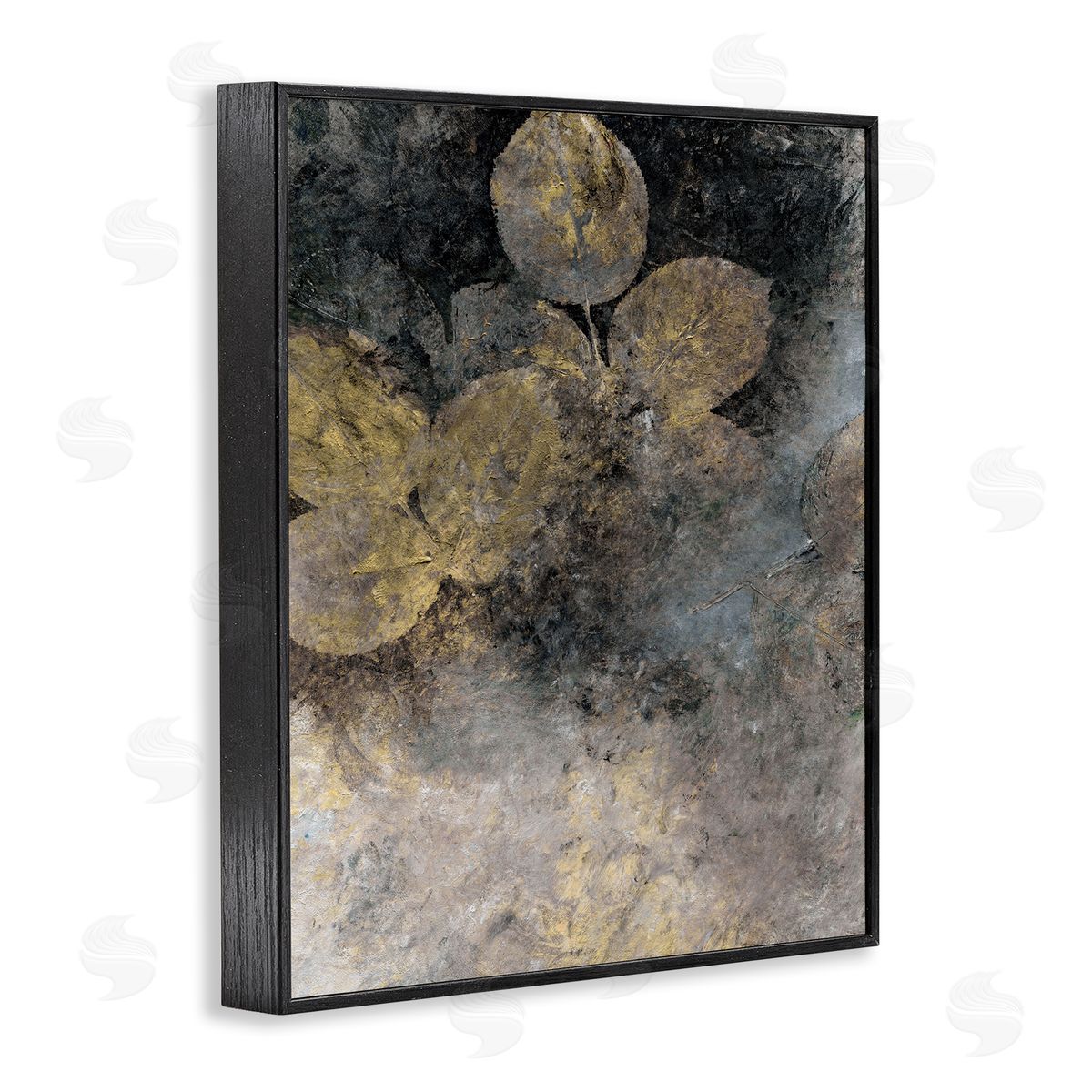 BlursByAI Abstract Forest Leaves Black Framed Giclee Wall Artside_