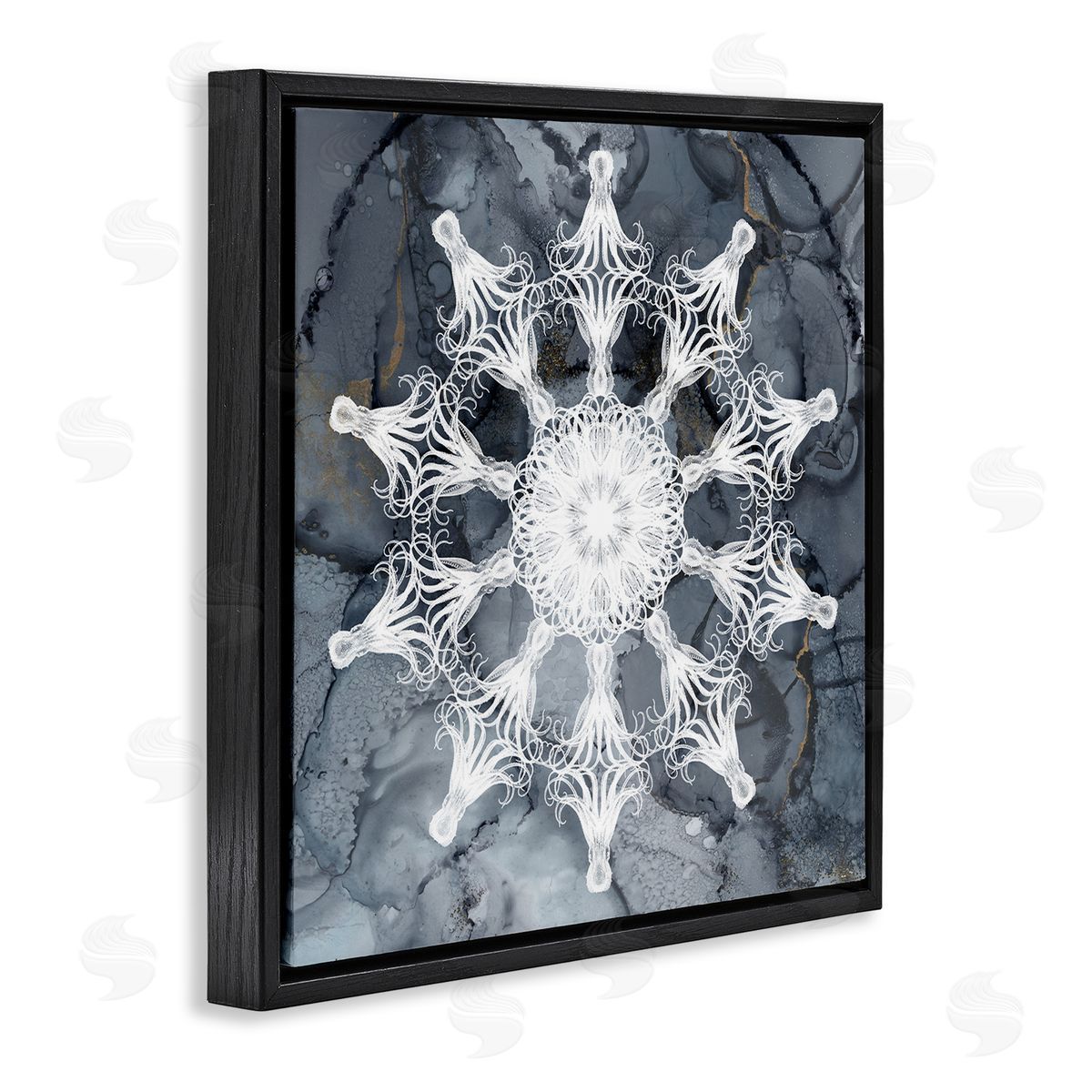 Christine Zalewski Boho Fractal Medallion Black Floater Frame Canvas Artside_