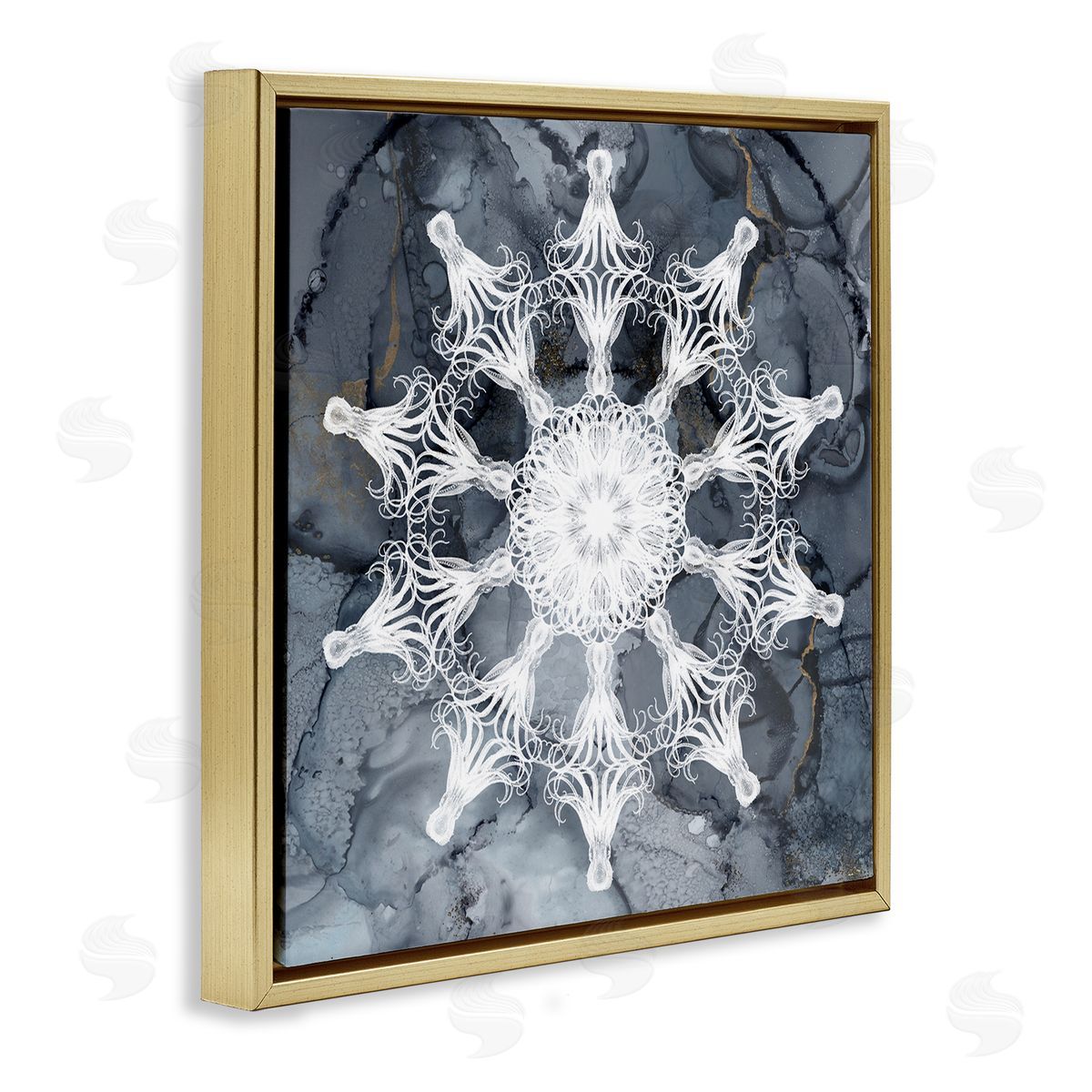 Christine Zalewski Boho Fractal Medallion Gold Floater Frame Canvas Artside_