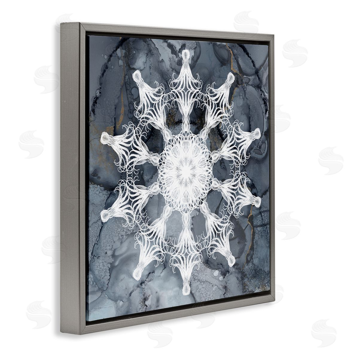 Christine Zalewski Boho Fractal Medallion Gray Floater Frame Canvas Artside_